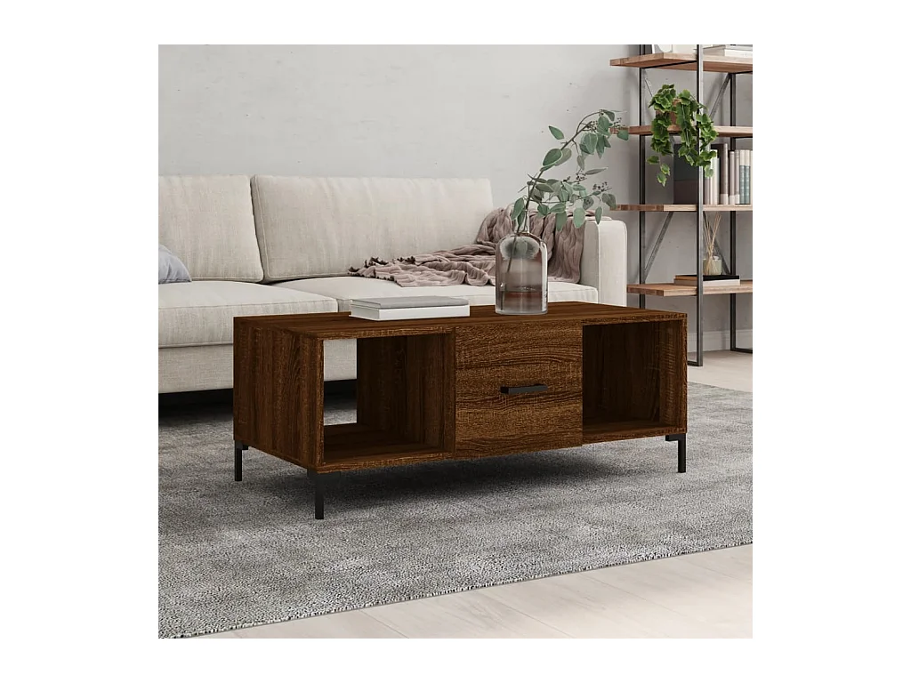 Tavolino Salotto Rovere Marrone 102x50x40 cm Legno Multistrato
