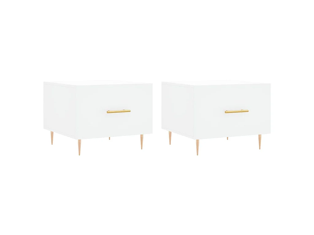 Tables basses 2 pcs blanc 50x50x40 cm bois d'ingénierie