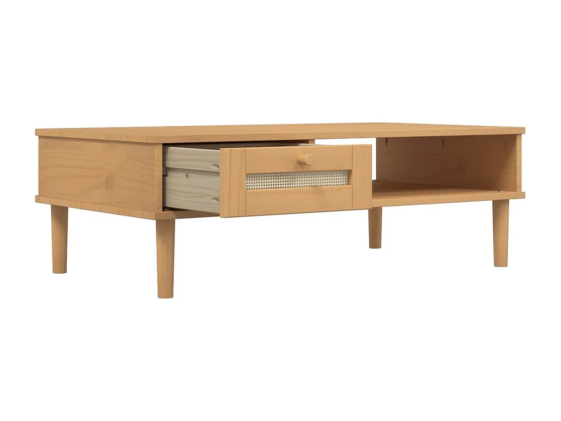 Tavolino SENJA Aspetto Rattan Marrone 100x55x33 Legno Massello