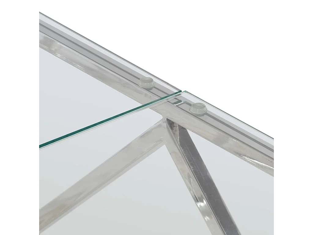 Table basse argenté acier inoxydable et verre trempé
