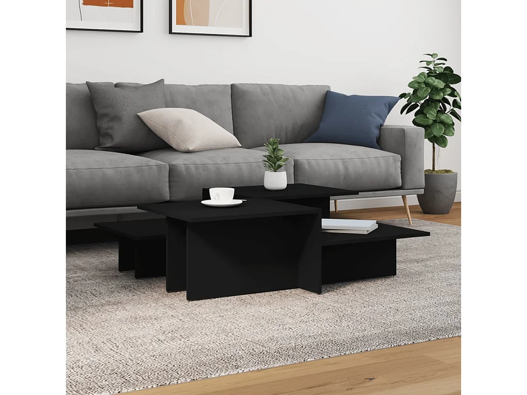 Tables basses 2 pcs Noir Bois d'ingénierie