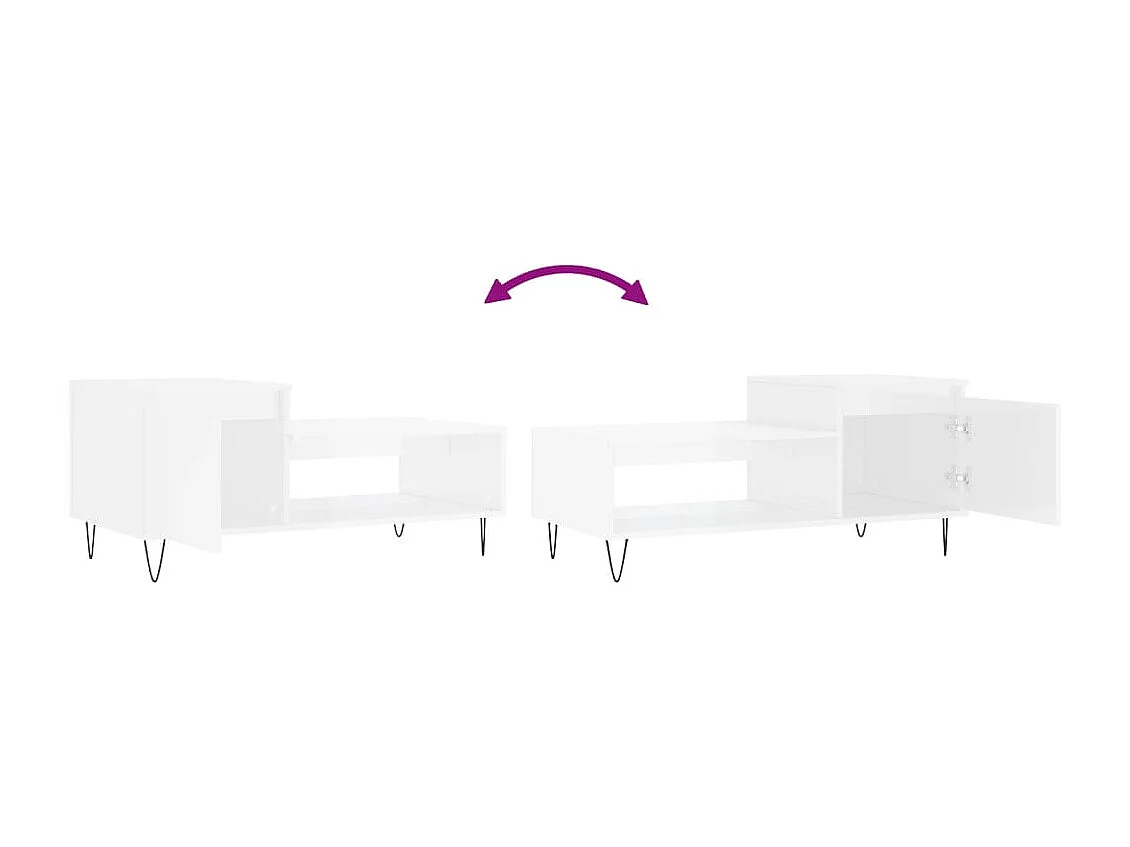 Mesa de centro 100x50x45 cm derivados madeira branco brilhante