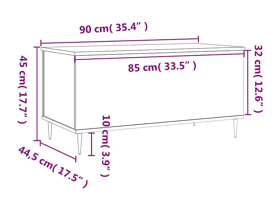 Salontafel 90x44,5x45 cm bewerkt hout zwart