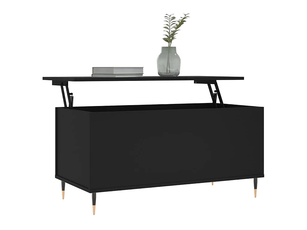 Tavolino da Salotto Nero 90x44,5x45 cm in Legno Multistrato