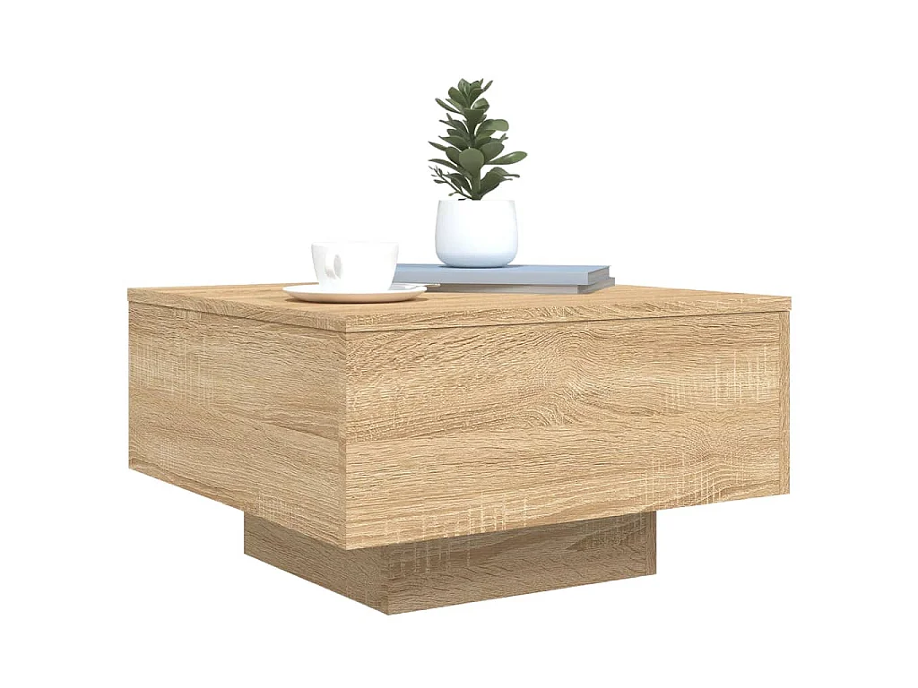 Salontafel met LED-verlichting 55x55x31 cm sonoma eikenkleurig