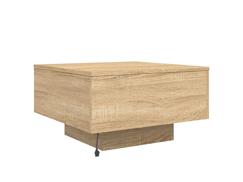 Salontafel met LED-verlichting 55x55x31 cm sonoma eikenkleurig
