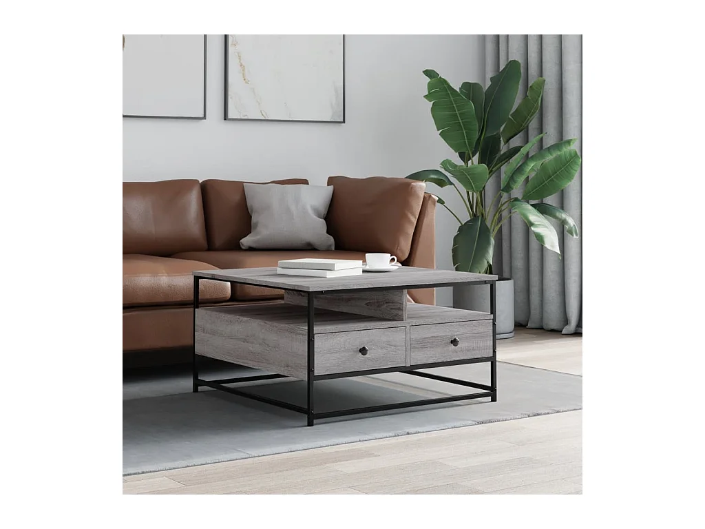 Table basse sonoma gris 80x80x45 cm bois d'ingénierie