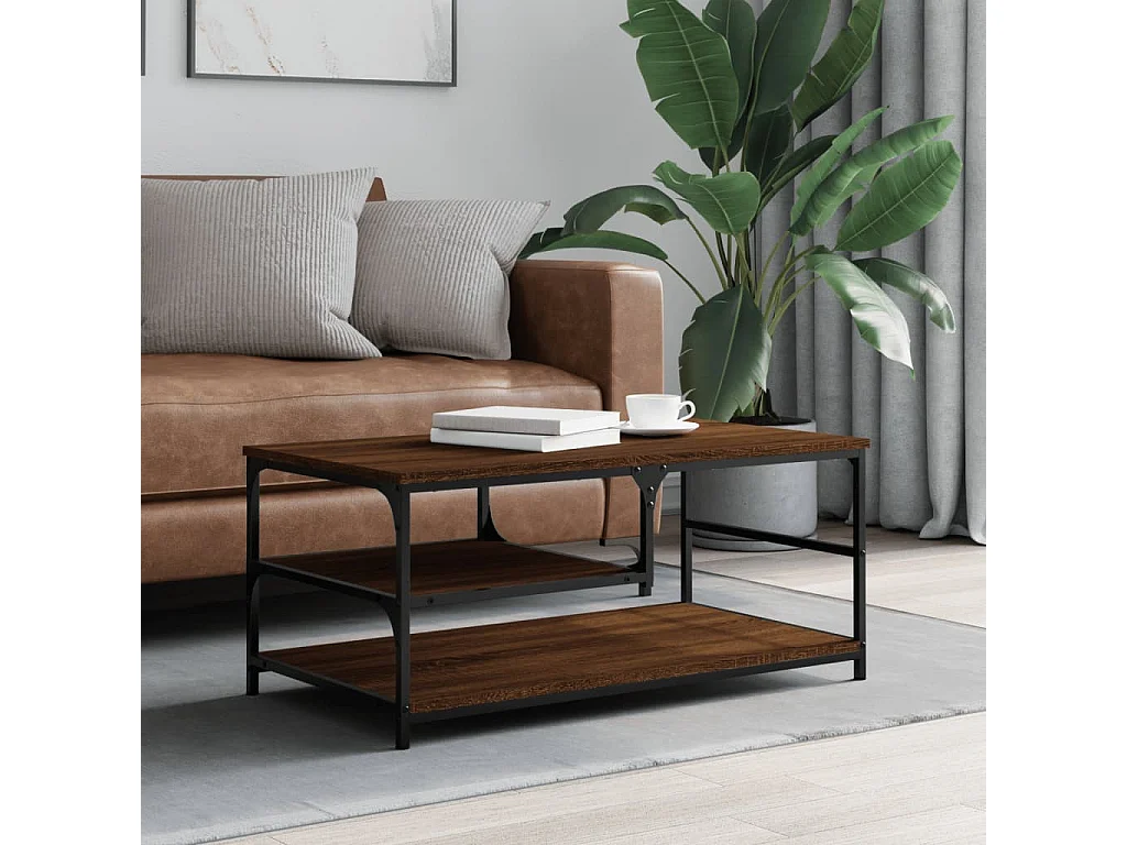 Table basse chêne marron 90x49x40 cm bois d'ingénierie