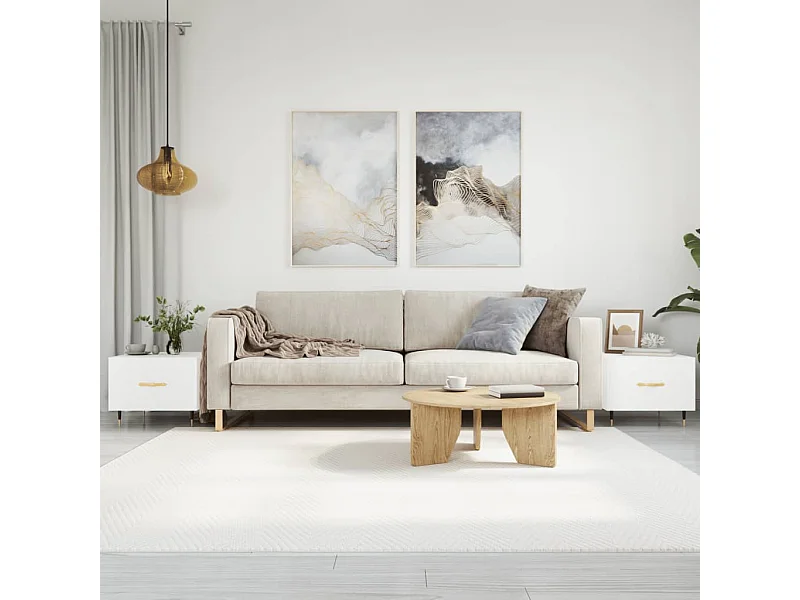 Tavolini da Salotto 2 pz Bianchi 50x50x40 cm Legno Multistrato