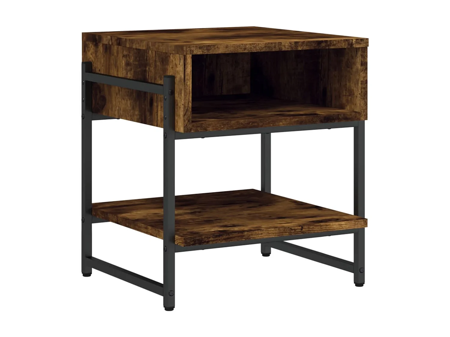 Salontafel 40x40x45 cm bewerkt hout gerookt eikenkleurig