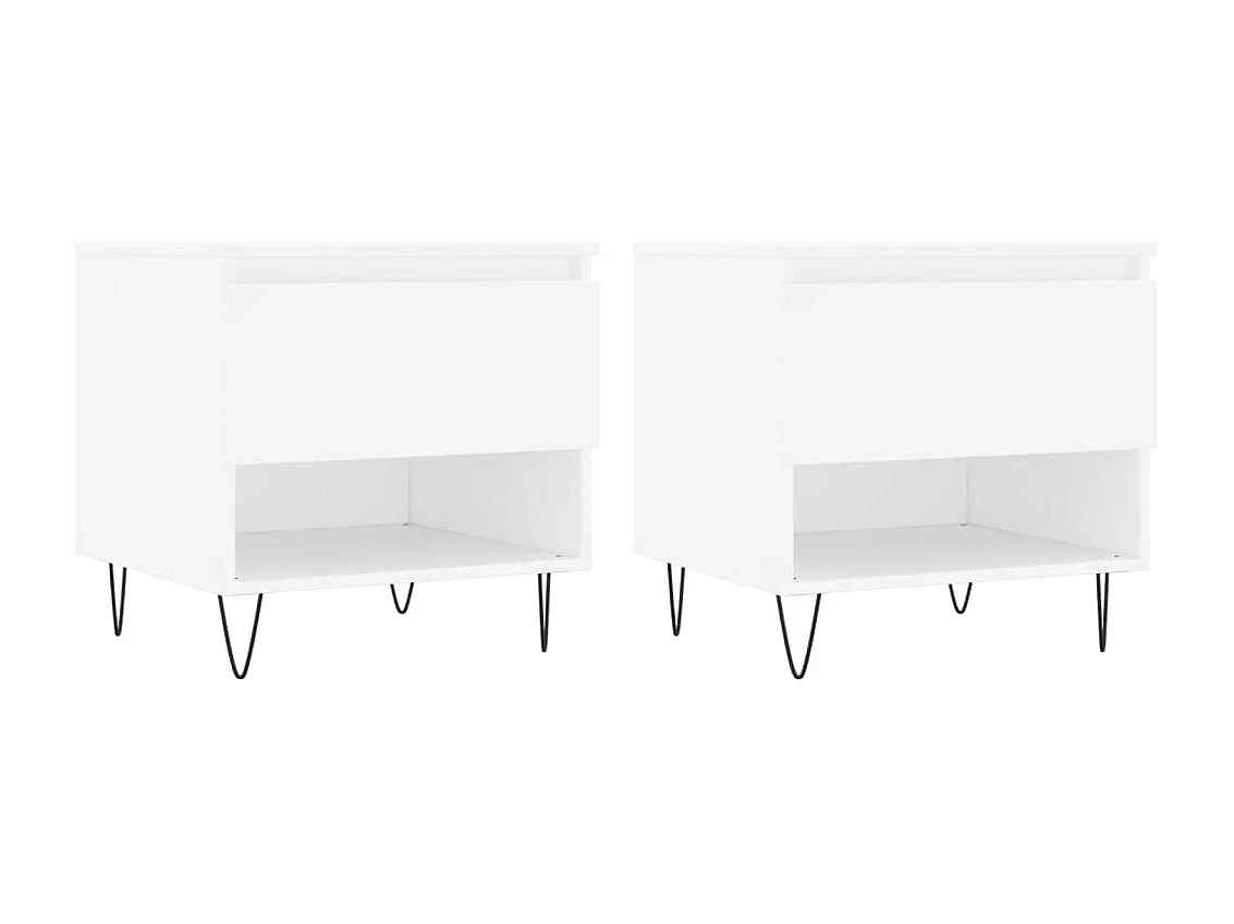 Tables basses 2 pcs blanc 50x46x50 cm bois d'ingénierie