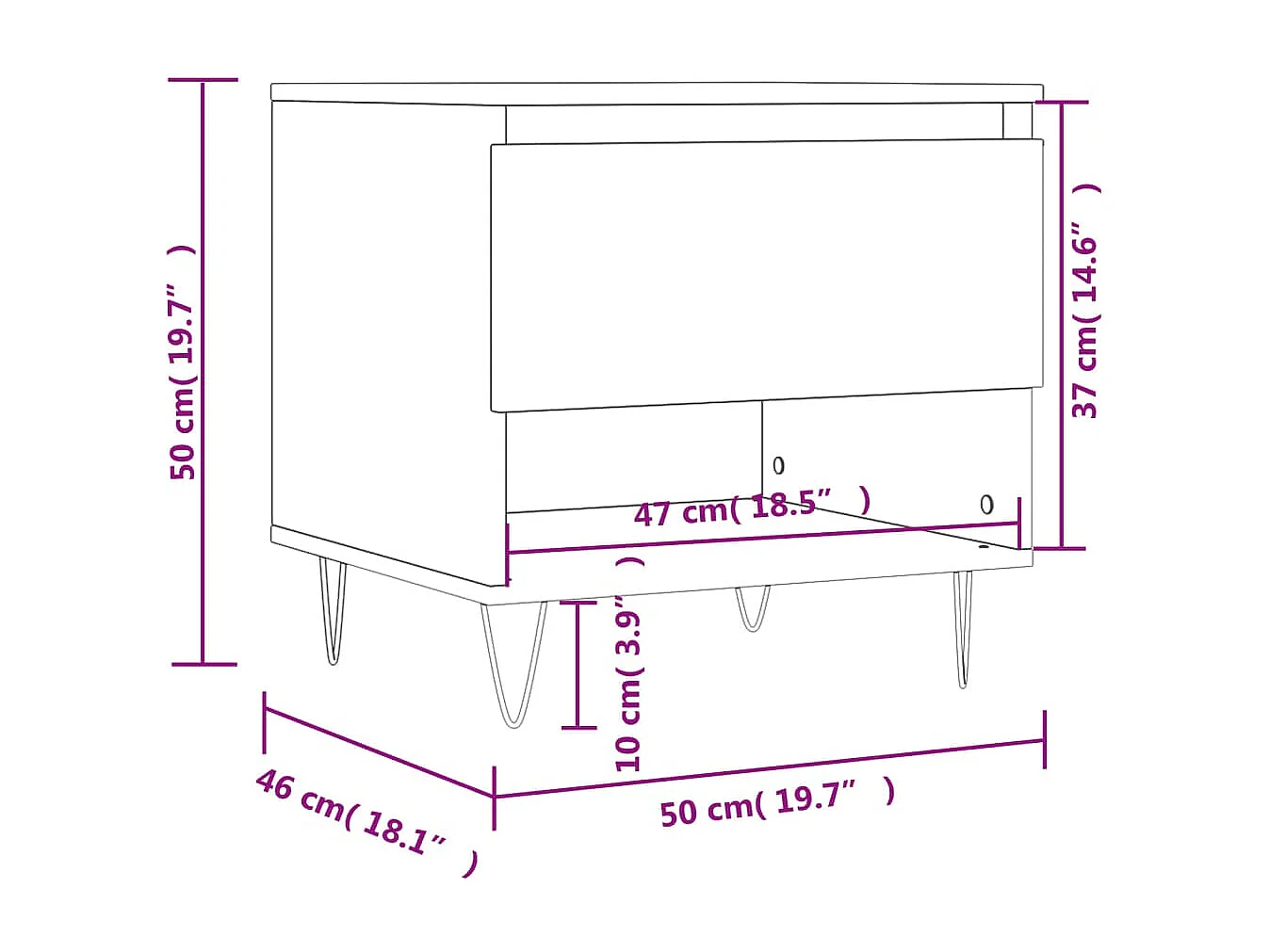 Tables basses 2 pcs blanc 50x46x50 cm bois d'ingénierie