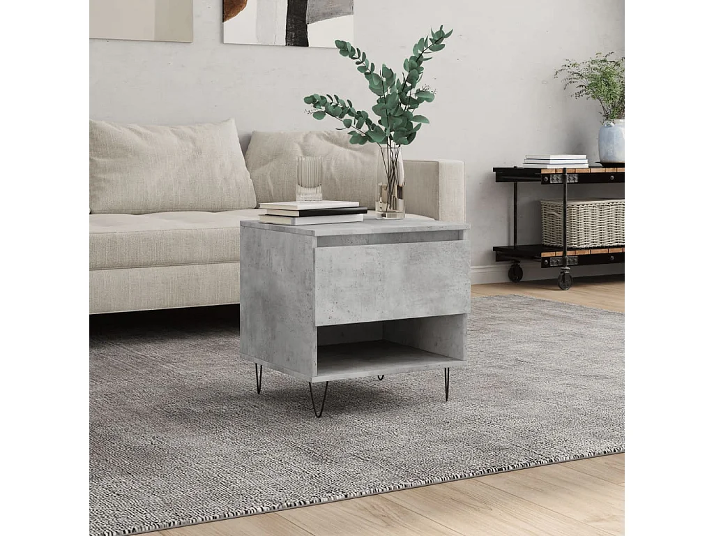 Mesa de centro madera de ingeniería gris hormigón 50x46x50 cm