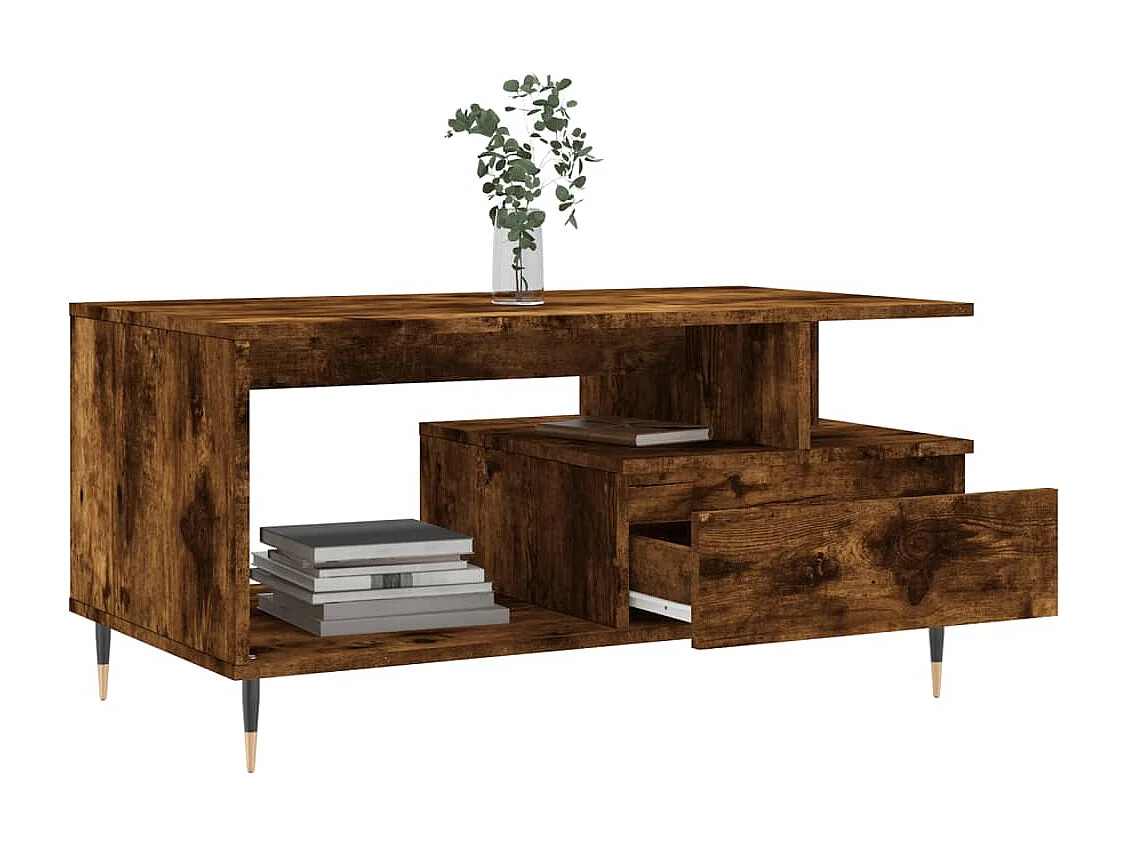 Salontafel 90x49x45 cm bewerkt hout gerookt eikenkleurig