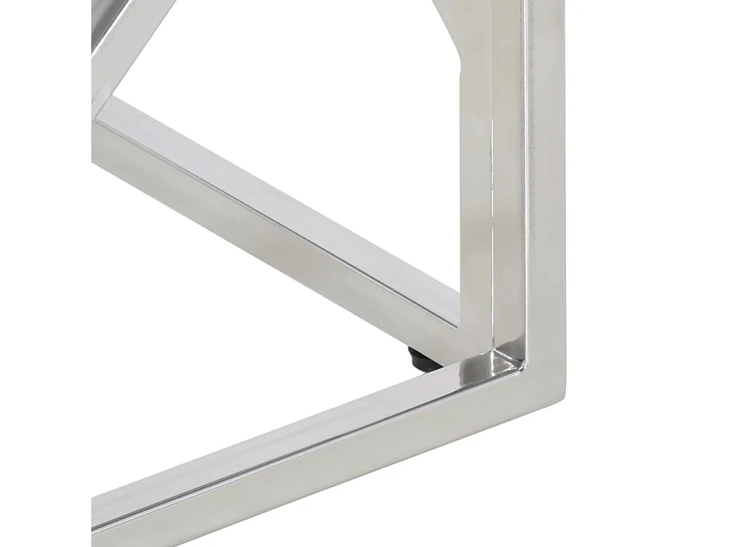 Table basse argenté acier inoxydable et verre trempé