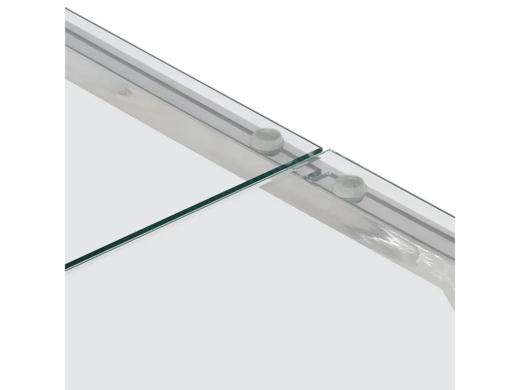 Table basse argenté acier inoxydable et verre trempé