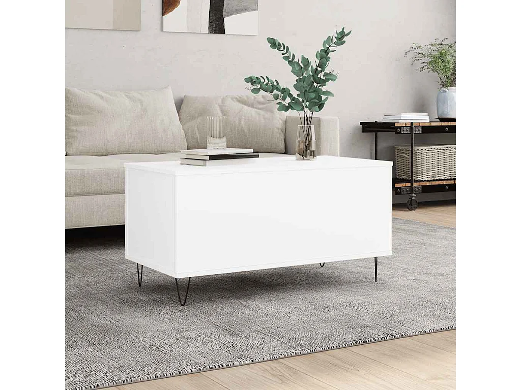 Salontafel 90x44,5x45 cm bewerkt hout wit