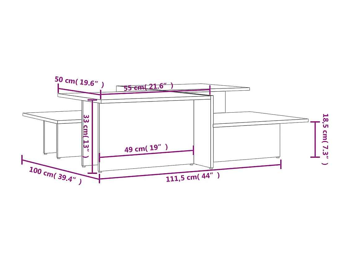 Couchtische 2 Stk. Grau Holzwerkstoff