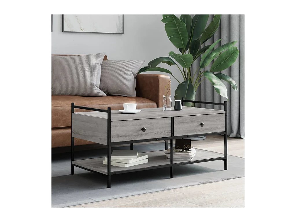 Table basse sonoma gris 99x50x50 cm bois d'ingénierie