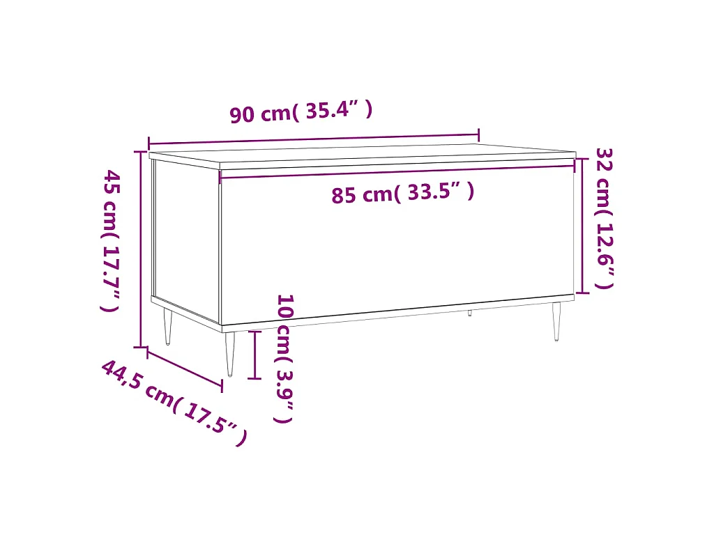 Salontafel 90x44,5x45 cm bewerkt hout sonoma eikenkleurig