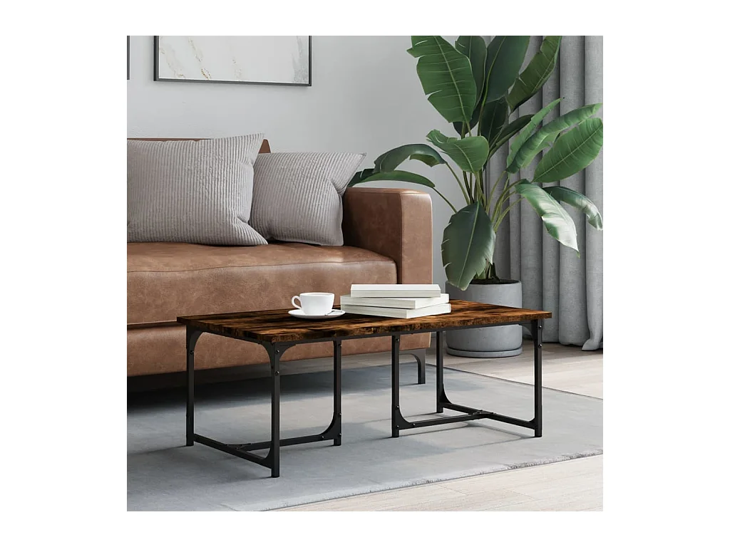 Table basse Chêne fumé 90x50x35 cm Bois d'ingénierie