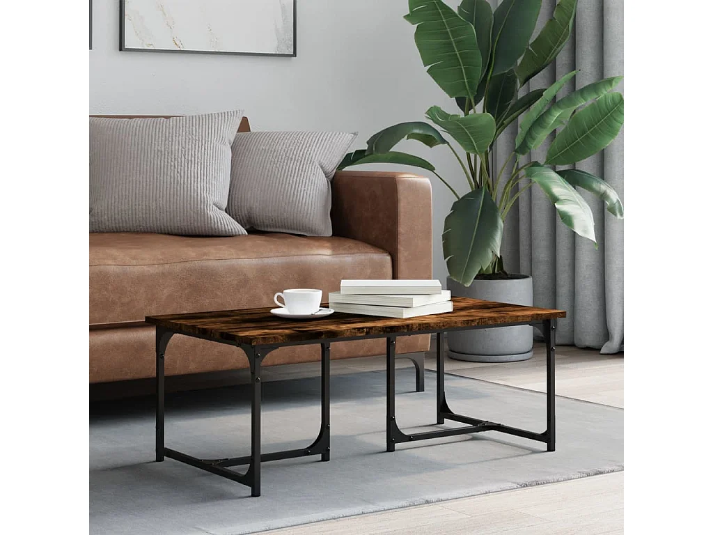 Mesa de centro madera contrachapada roble ahumado 90x50x35 cm