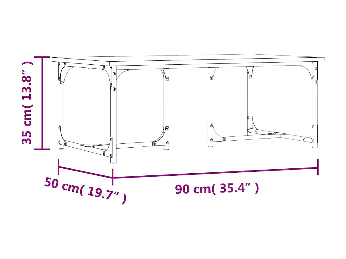 Mesa de centro madera contrachapada roble ahumado 90x50x35 cm