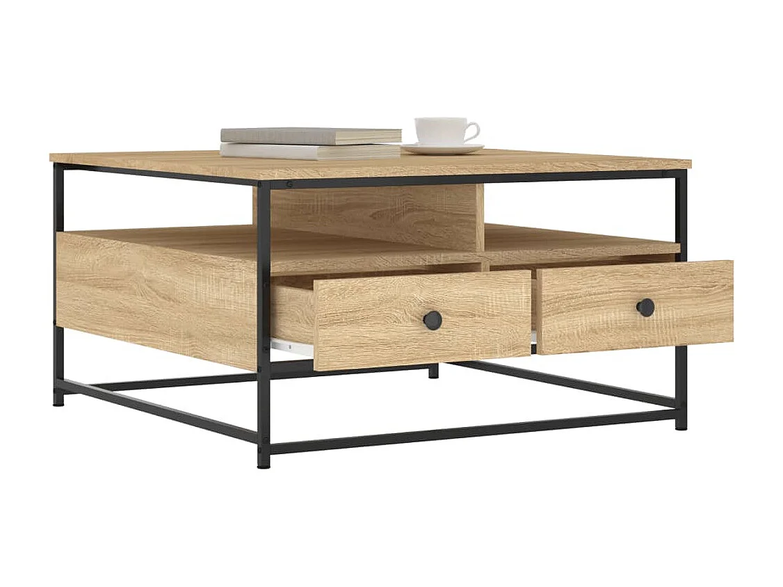 Table basse chêne sonoma 80x80x45 cm bois d'ingénierie