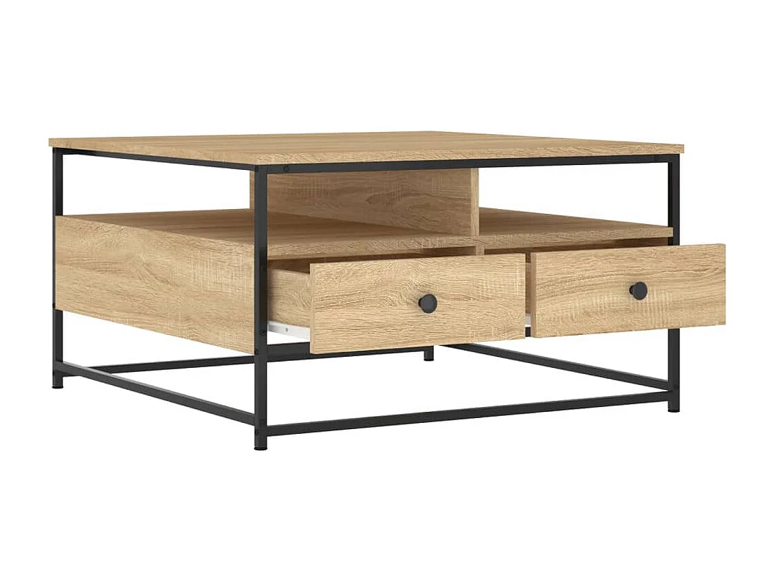 Table basse chêne sonoma 80x80x45 cm bois d'ingénierie