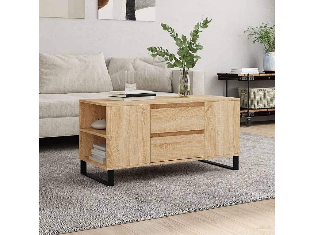 Table basse chêne sonoma 102x44,5x50 cm bois d'ingénierie