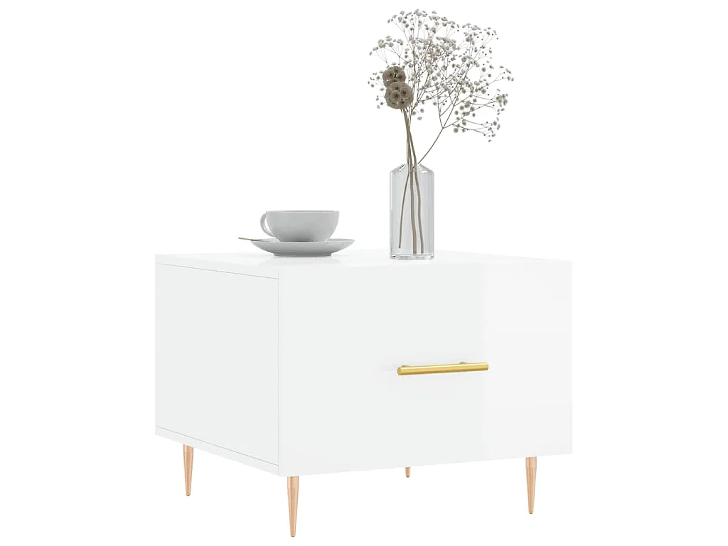 Tables basses 2 pcs blanc brillant 50x50x40cm bois d'ingénierie