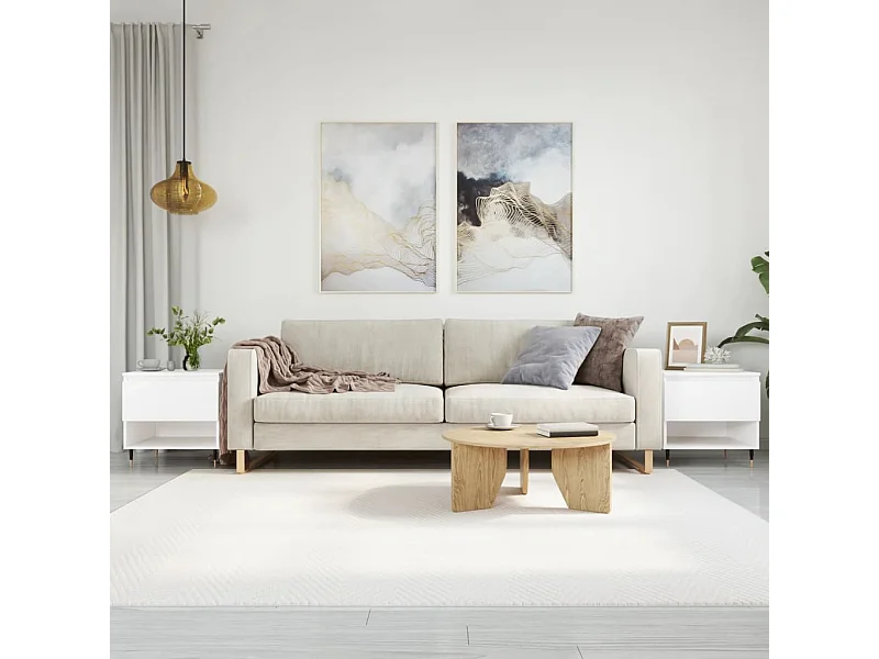 Mesas de centro 2 pcs 50x46x50 cm derivados de madeira branco