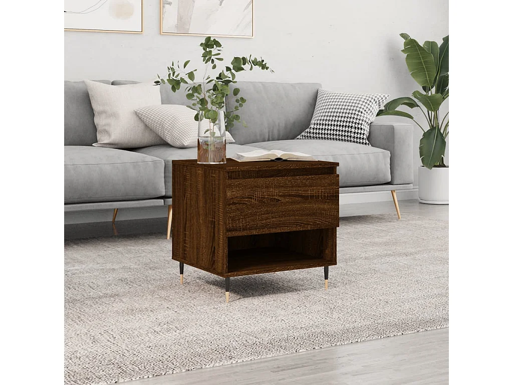 Table basse chêne marron 50x46x50 cm bois d'ingénierie