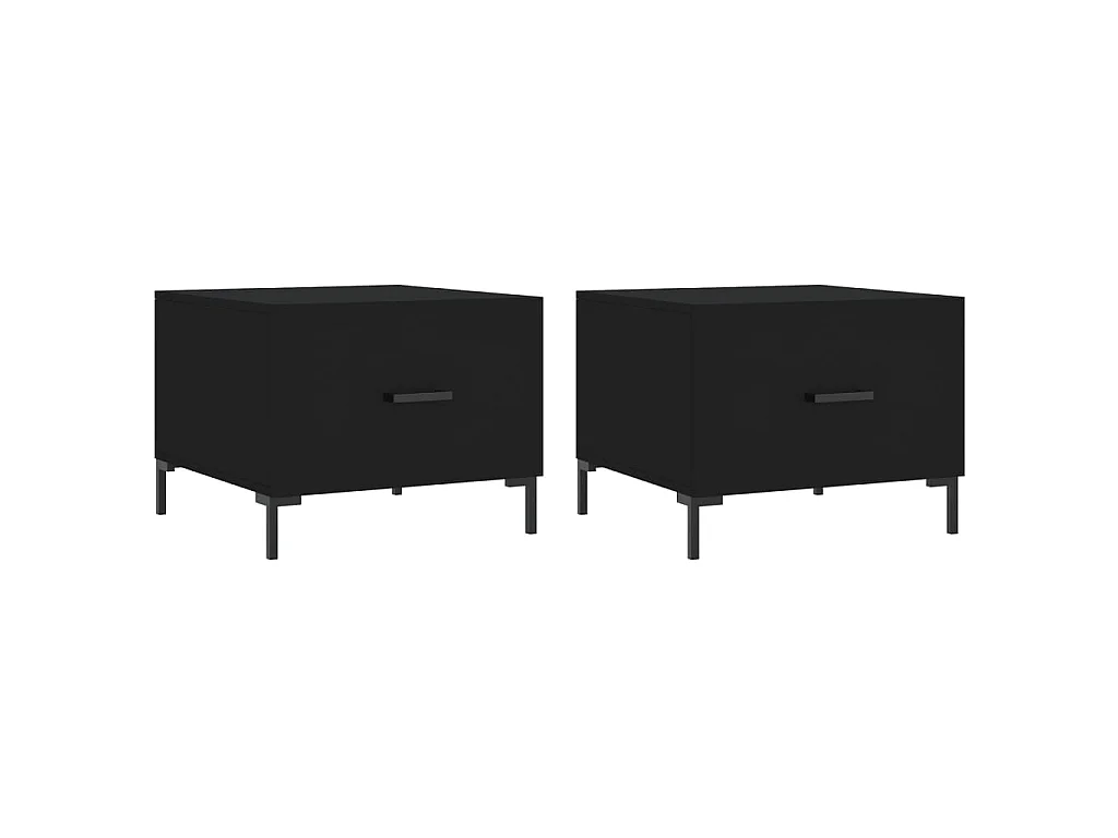 Tables basses 2 pcs noir 50x50x40 cm bois d'ingénierie