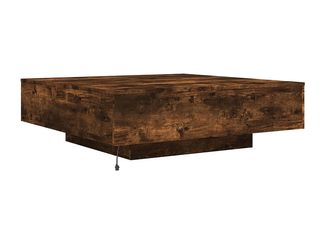 Table basse avec lumières LED chêne fumé 100x100x31 cm