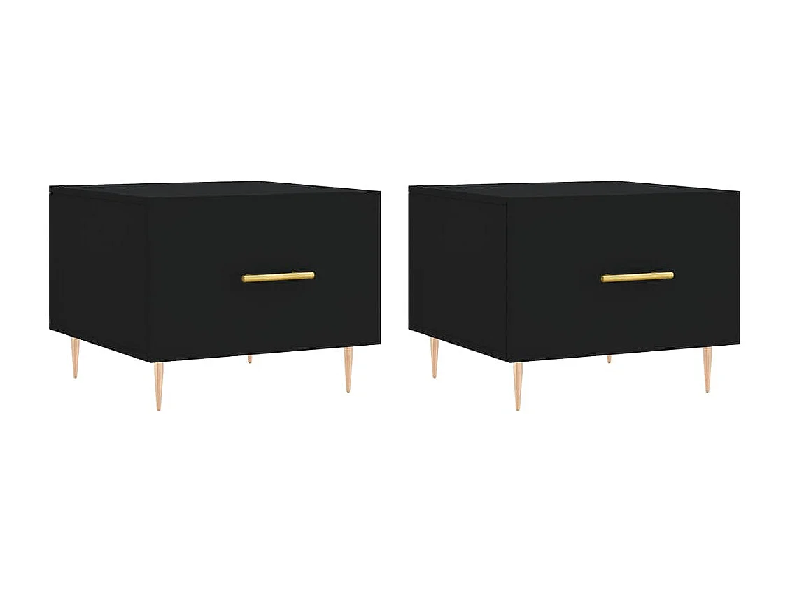 Tables basses 2 pcs noir 50x50x40 cm bois d'ingénierie