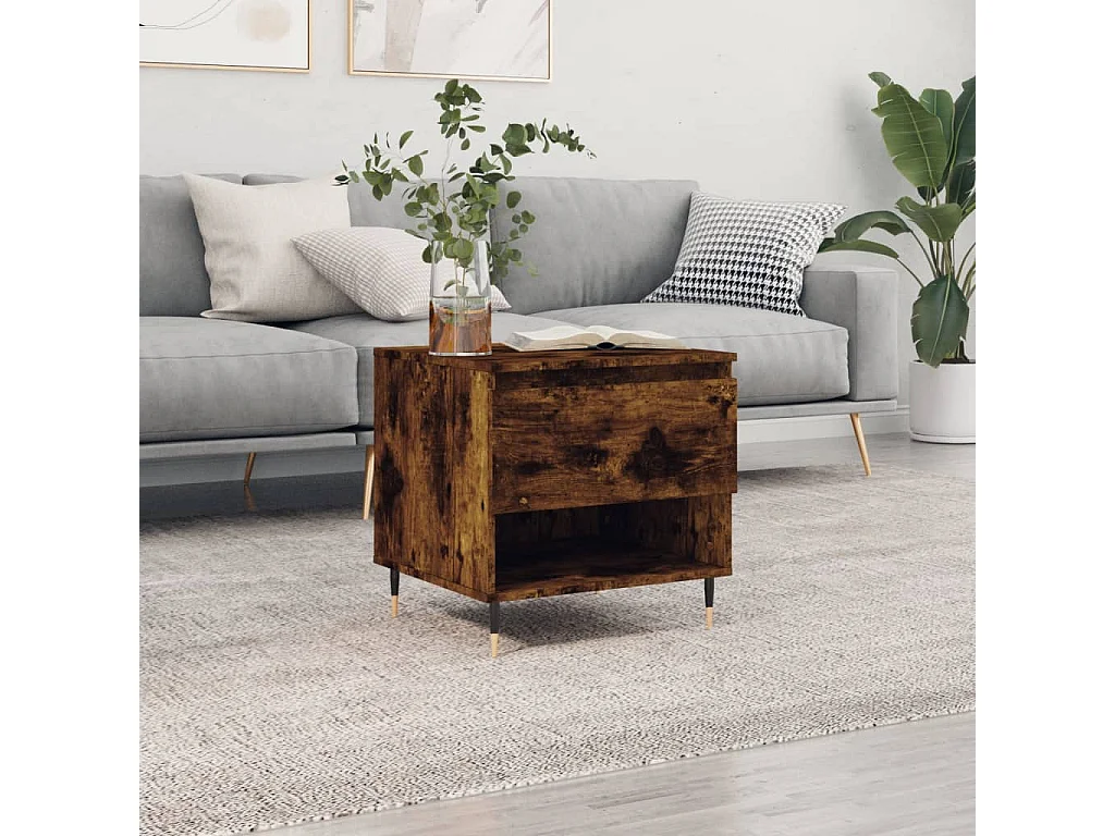 Table basse chêne fumé 50x46x50 cm bois d'ingénierie