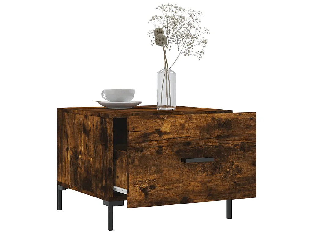 Salontafels 2 st 50x50x40 cm bewerkt hout gerookt eikenkleurig