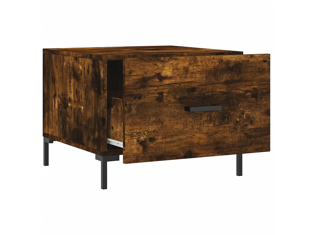 Salontafels 2 st 50x50x40 cm bewerkt hout gerookt eikenkleurig