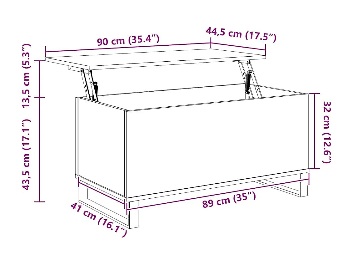 Couchtisch Sonoma-Eiche 90x44,5x45 cm Holzwerkstoff