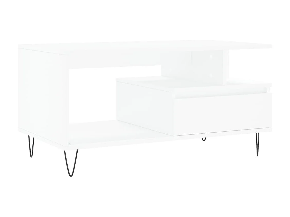 Tavolino da Salotto Bianco 90x49x45 cm in Legno Multistrato