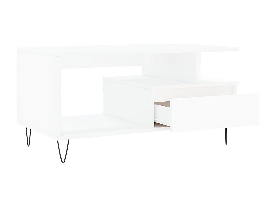 Tavolino da Salotto Bianco 90x49x45 cm in Legno Multistrato