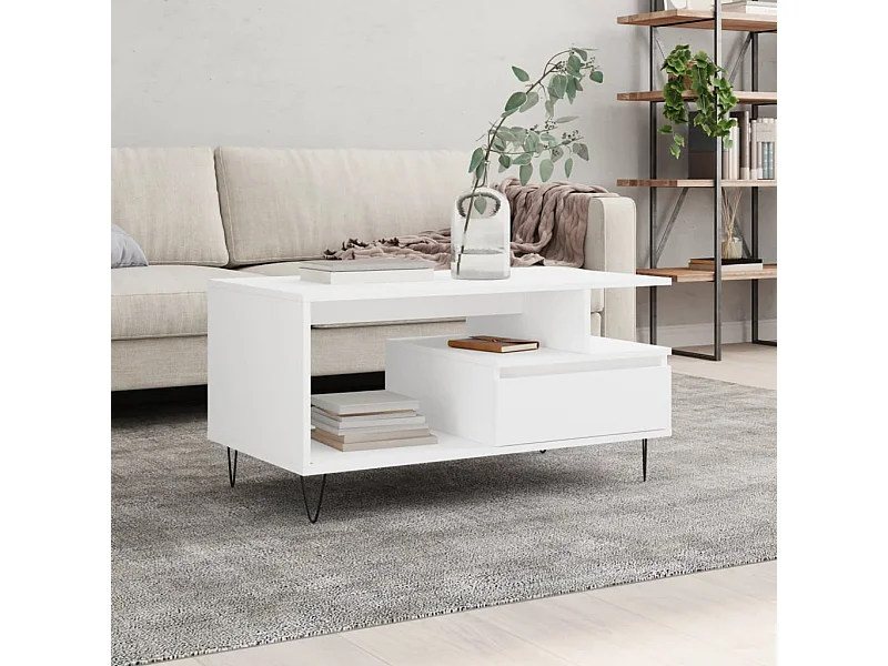 Table basse Blanc 90x49x45 cm Bois d'ingénierie