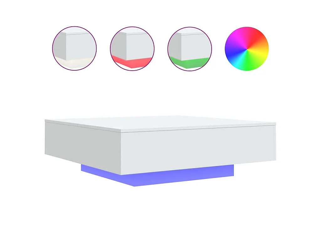 Salontafel met LED-verlichting 100x100x31 cm wit