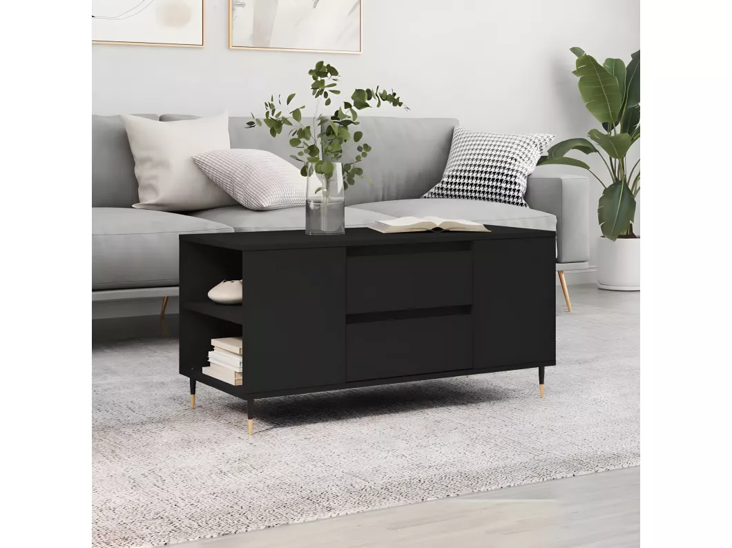 Kauf Unique Couchtisch Schwarz 102x44,5x50 cm Holzwerkstoff