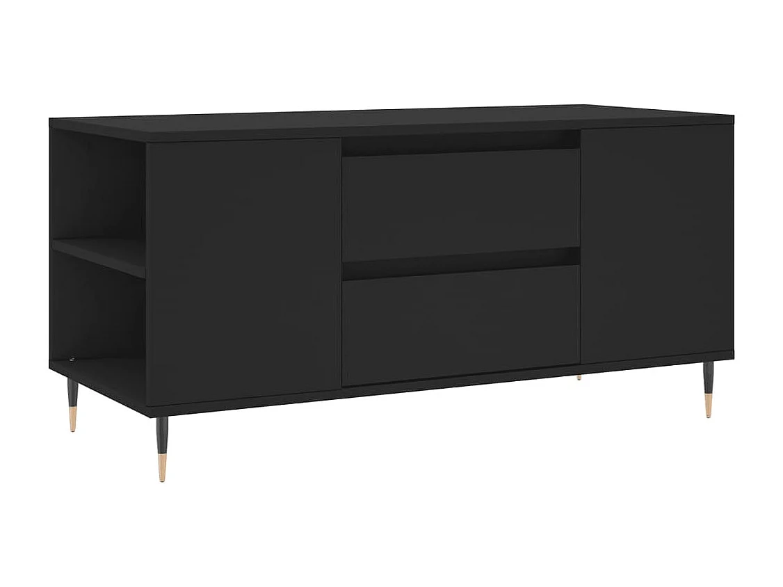 Tavolino da Salotto Nero 102x44,5x50 cm in Legno Multistrato