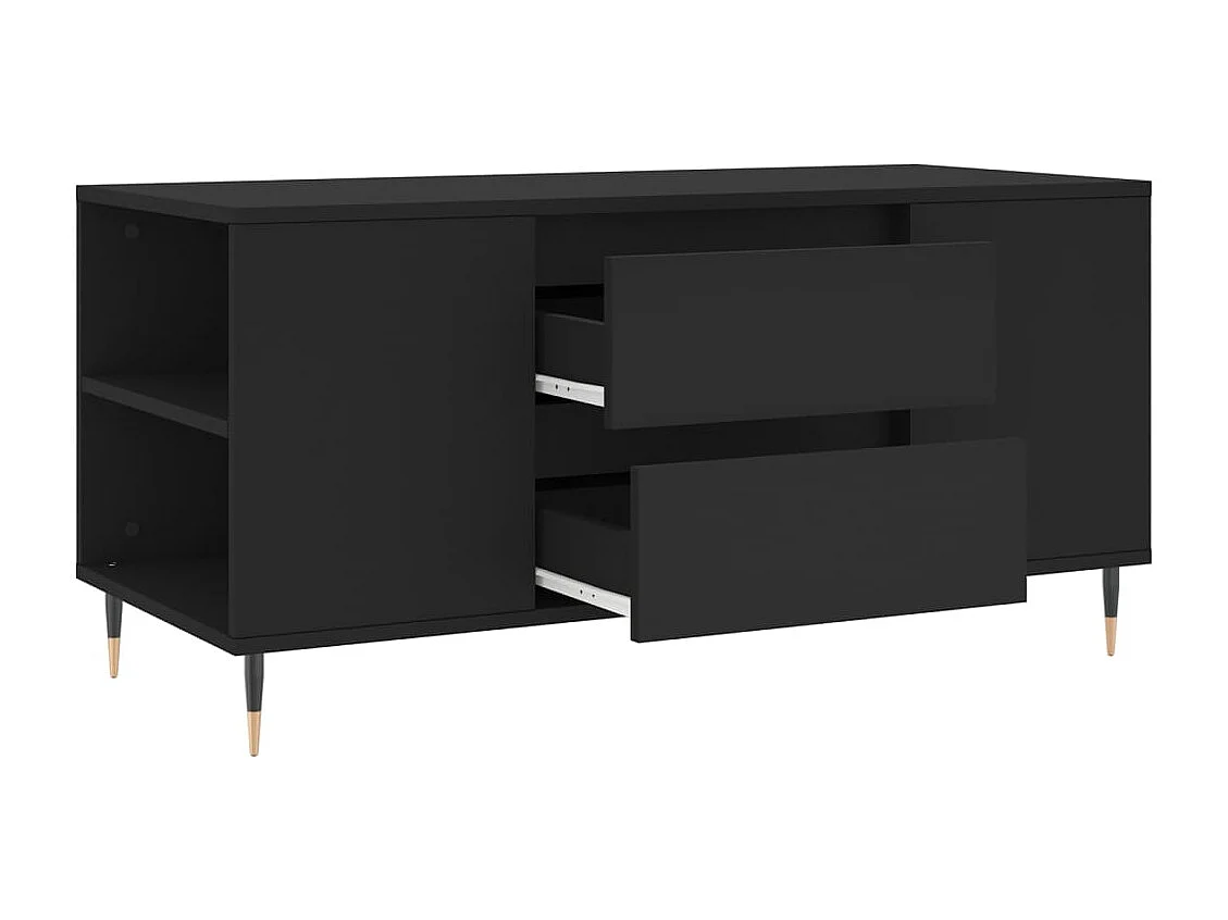 Tavolino da Salotto Nero 102x44,5x50 cm in Legno Multistrato