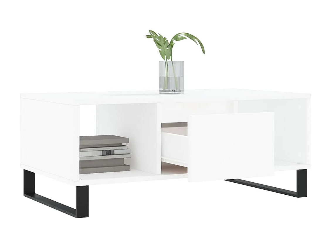 Salontafel 90x50x36,5 cm bewerkt hout wit