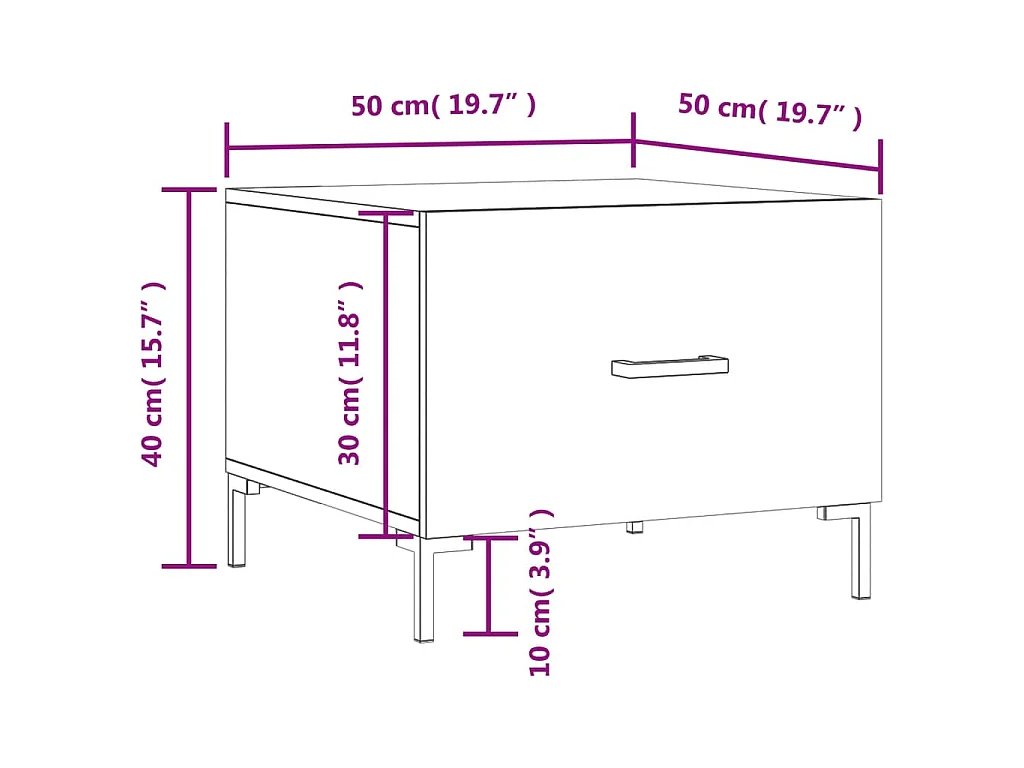 Salontafels 2 st 50x50x40 cm bewerkt hout hoogglans wit
