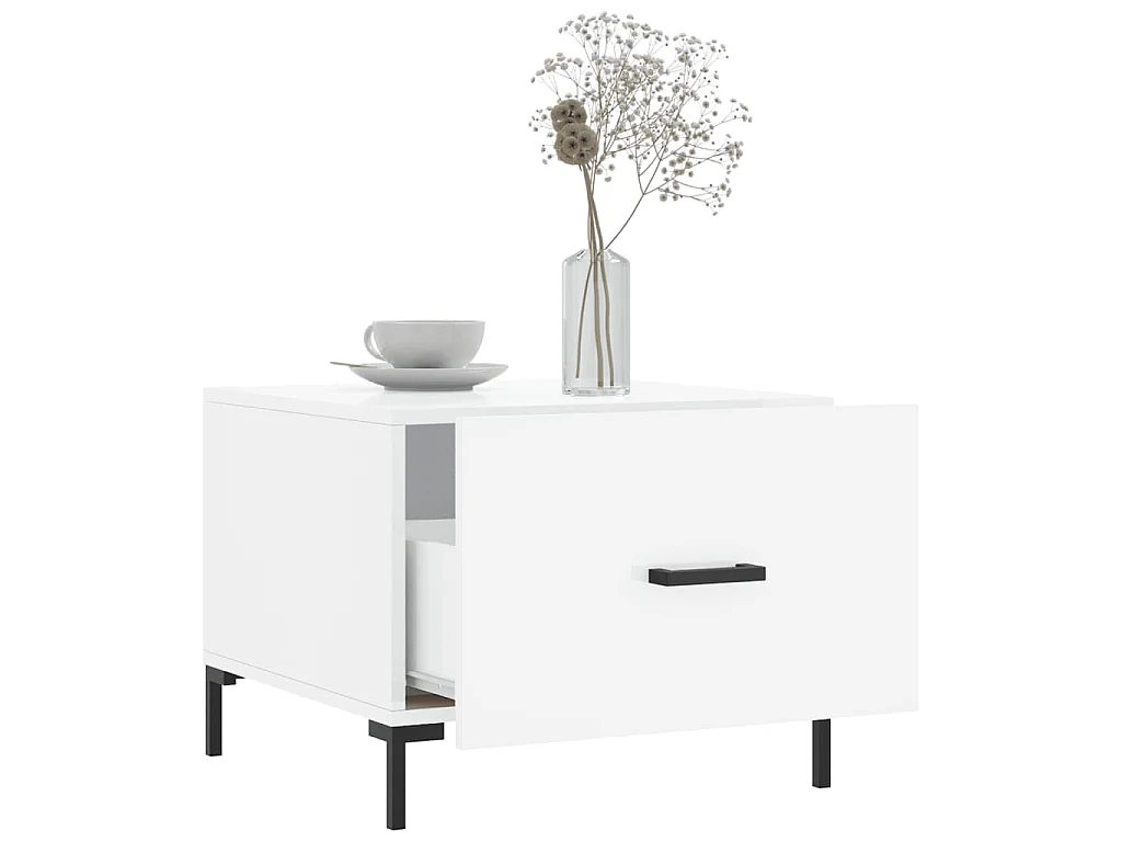 Salontafels 2 st 50x50x40 cm bewerkt hout hoogglans wit